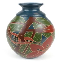 8 inch Tall Vase - Red Bird - Esperanza en Accion 640746015502  223034059064